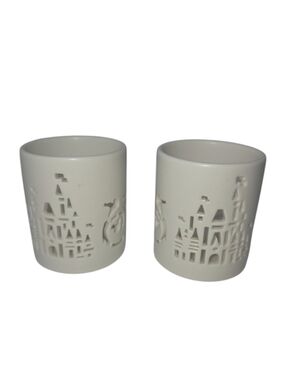 Disney Parks Cinderella Castle Porcelain Votive Candle Tea Light Holder Set Of 2